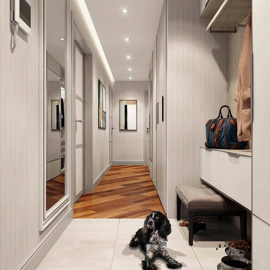 Дизайн длинного узкого коридора в квартире + фото