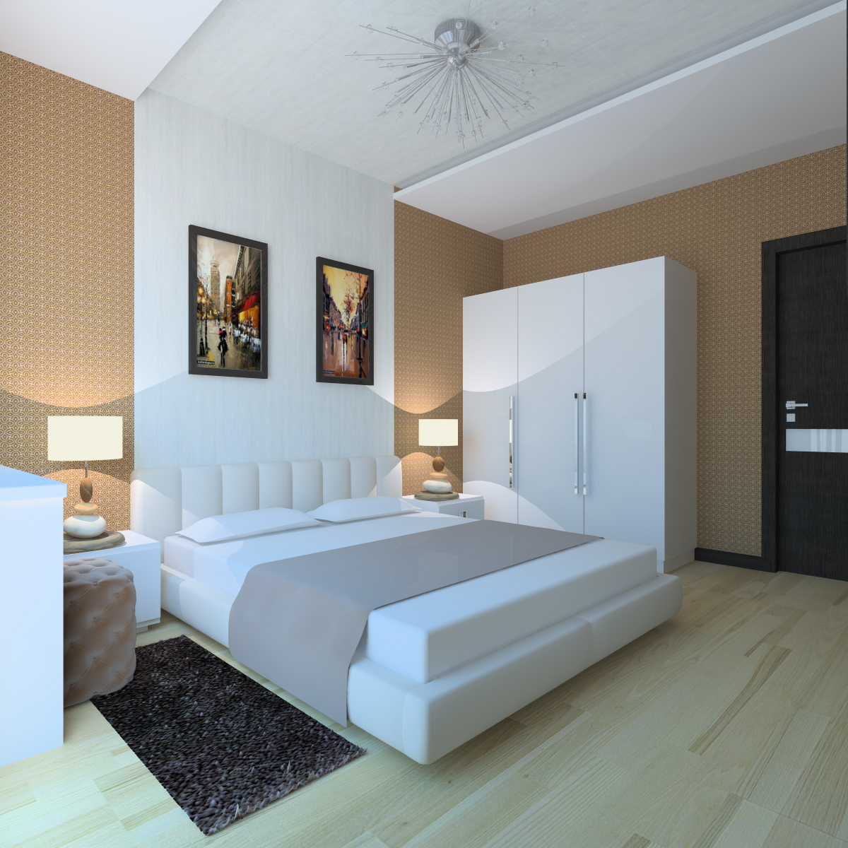 Модерн минимализм спальни, дизайн интерьера спальни в стиле хай тек