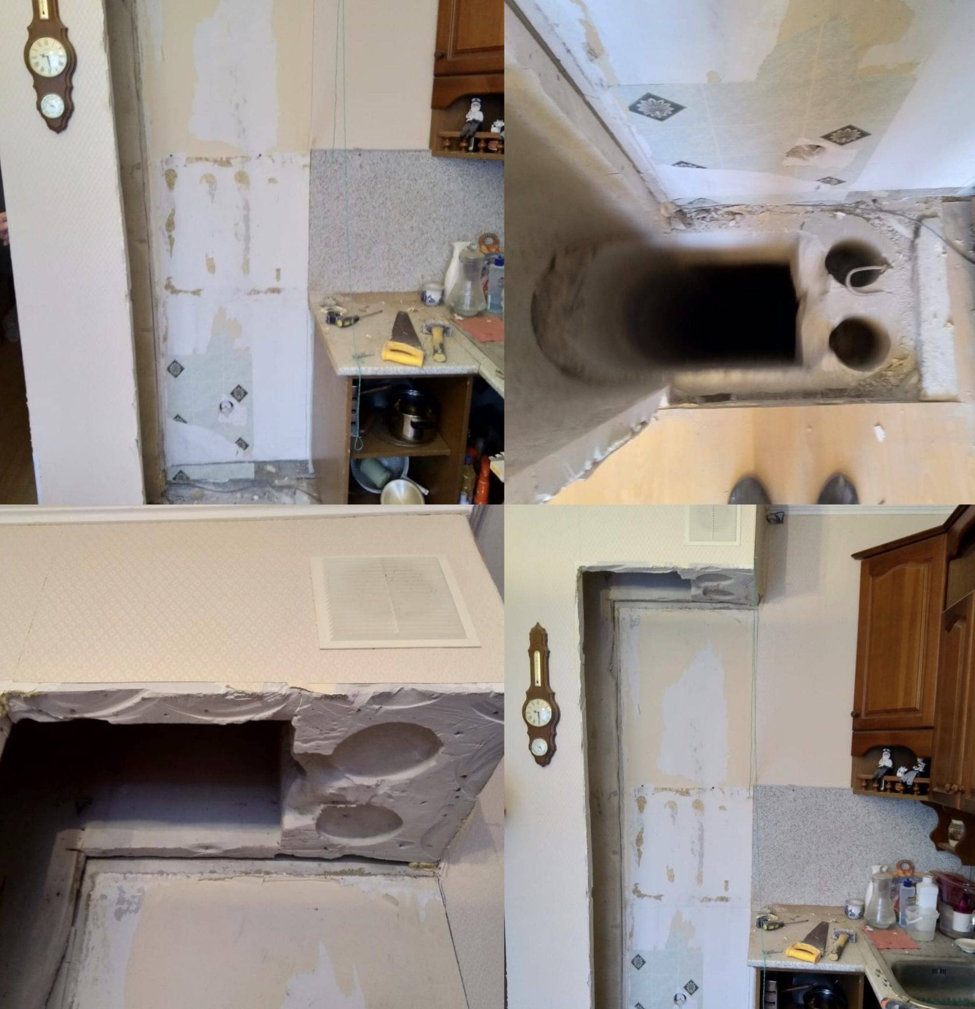 Восстановление вентиляции и ее короба на кухне в квартире