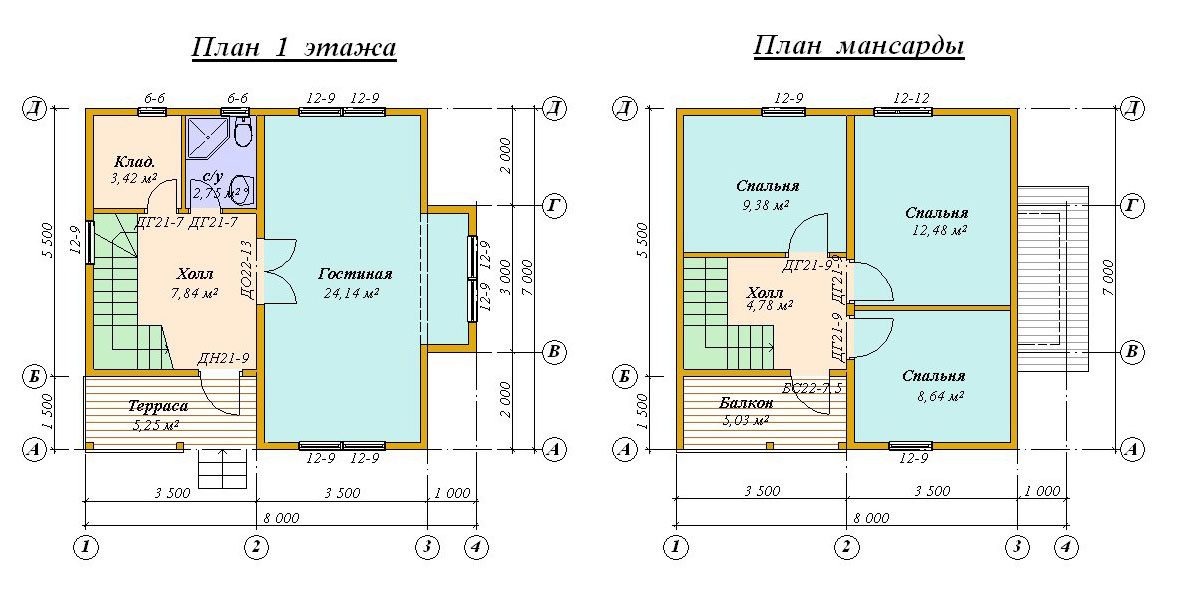 Проект дома 6х8 из пеноблоков 2 этажа