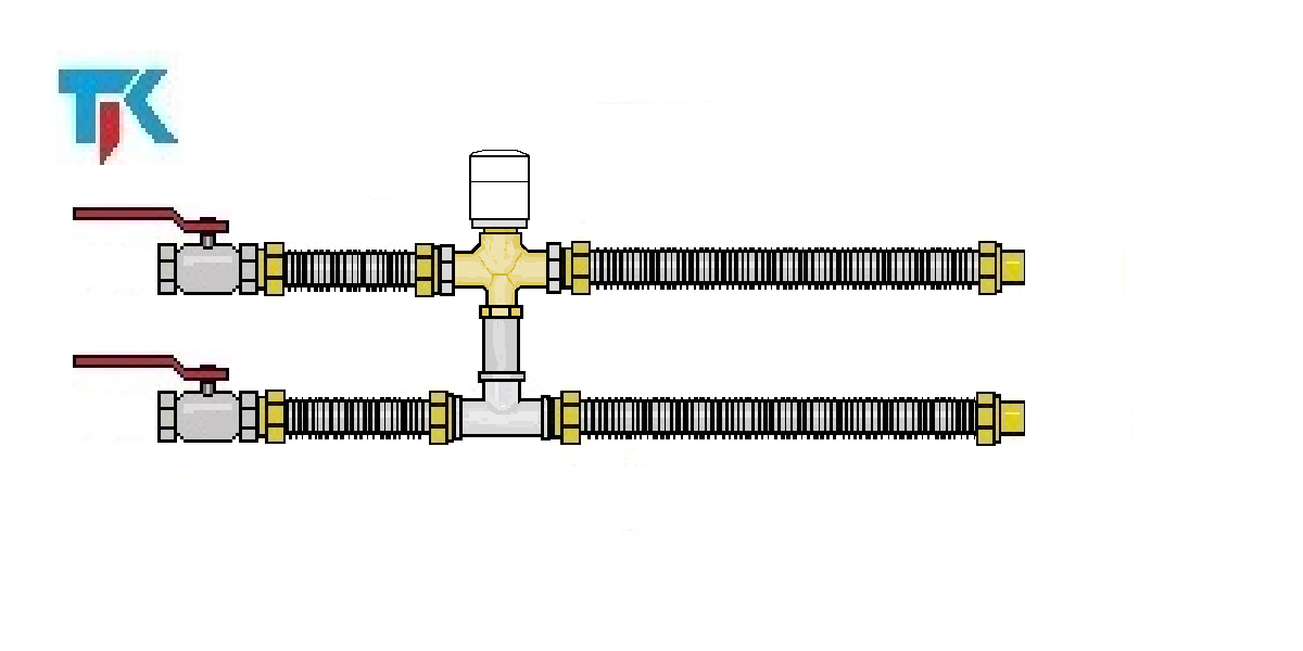 Смесительный узел обвязки фанкойла с трехходовым клапаном