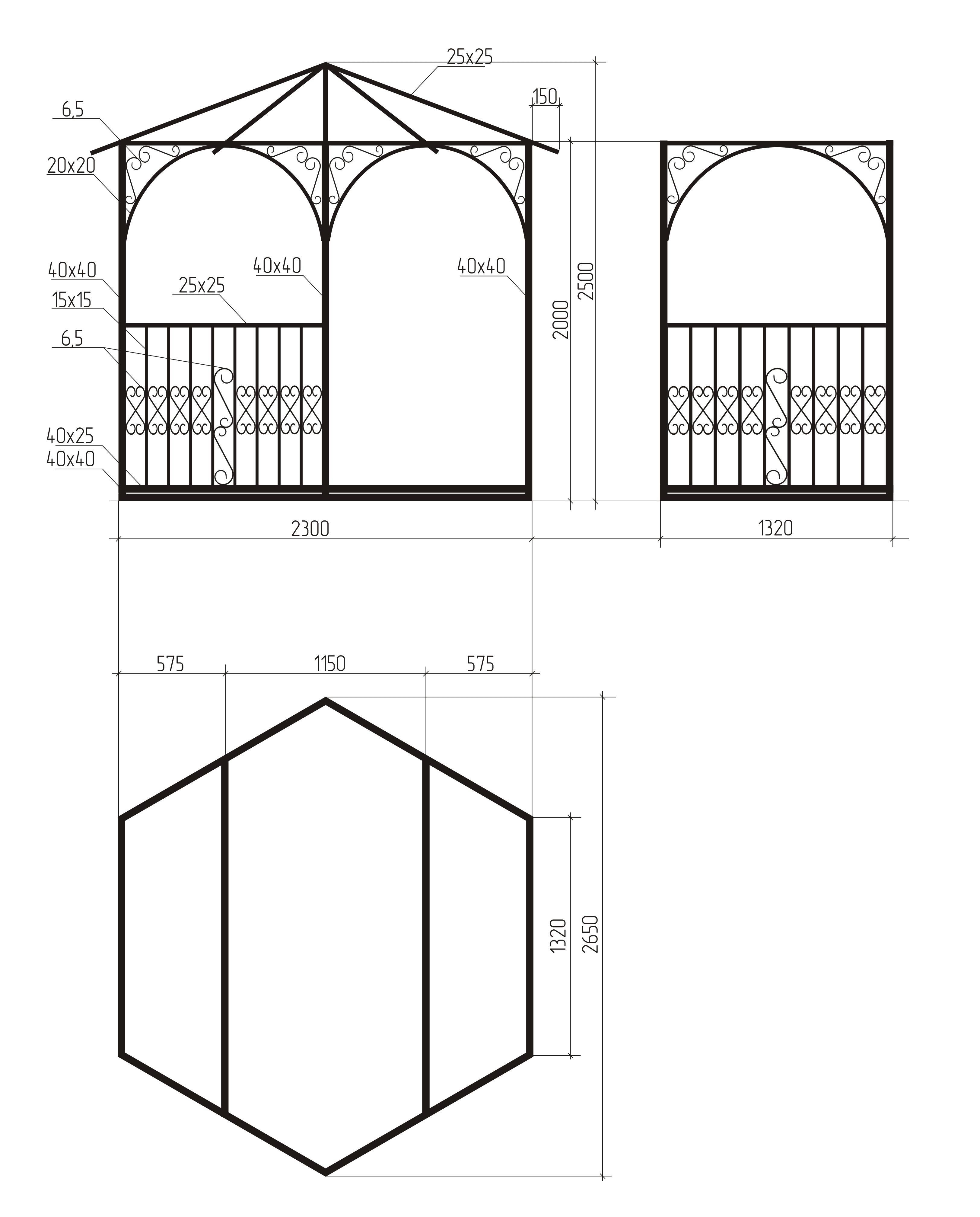 Беседка металлическая чертежи и размеры