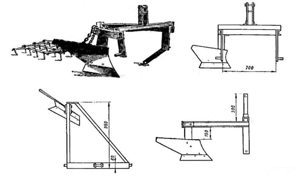 Чертеж плуга на мотоблок