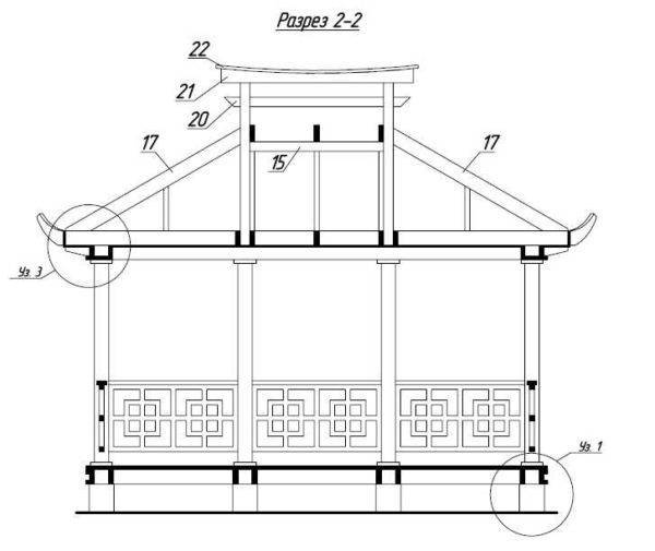 Крыша в китайском стиле чертеж