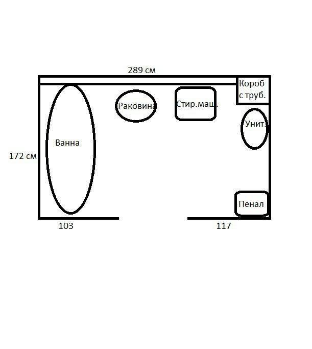 Схема ванной комнаты 6 кв м