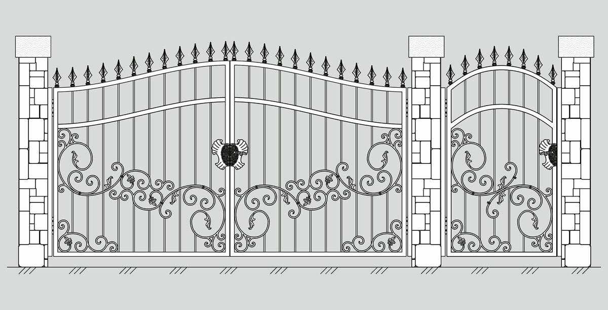 Ворота из профлиста своими руками: чертежи с элементами ковки