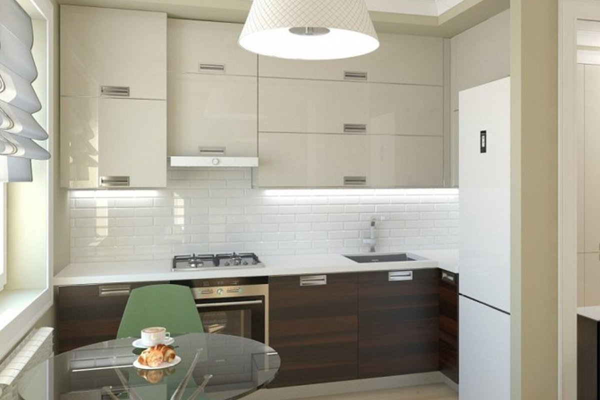 Кухня 9м2 дизайн фото с холодильником прямая