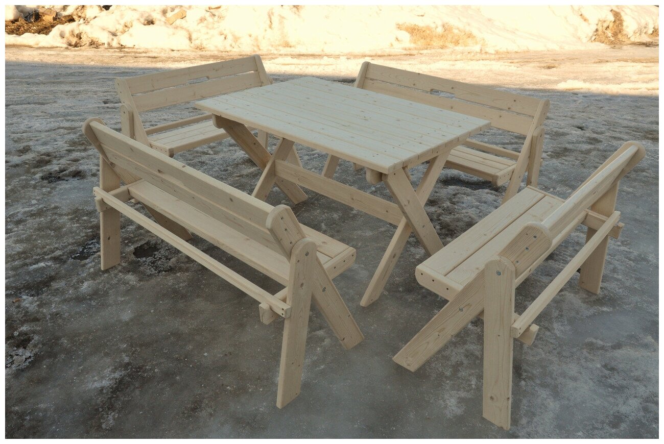 Деревянные столы и лавки для дачи