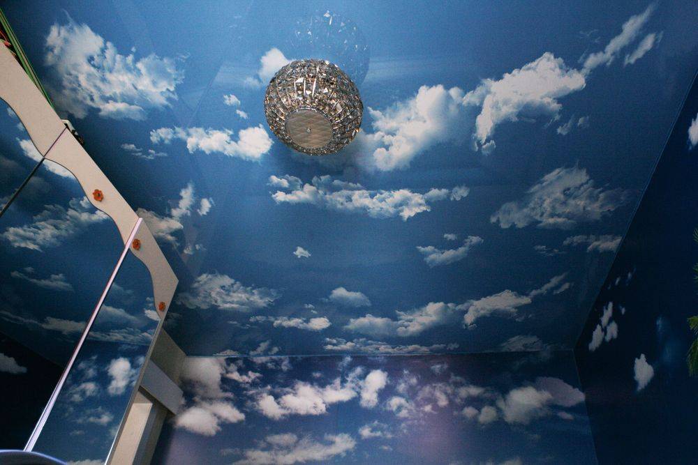 Натяжной потолок небо фото с облаками