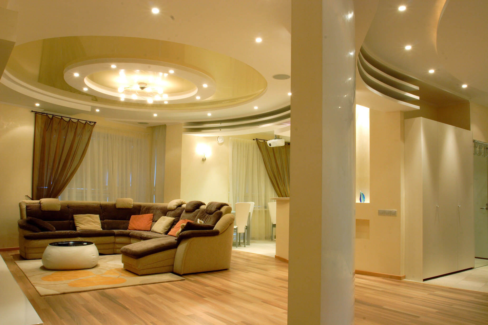 Потолки из гипсокартона с подсветкой для гостиной современном стиле фото дизайн