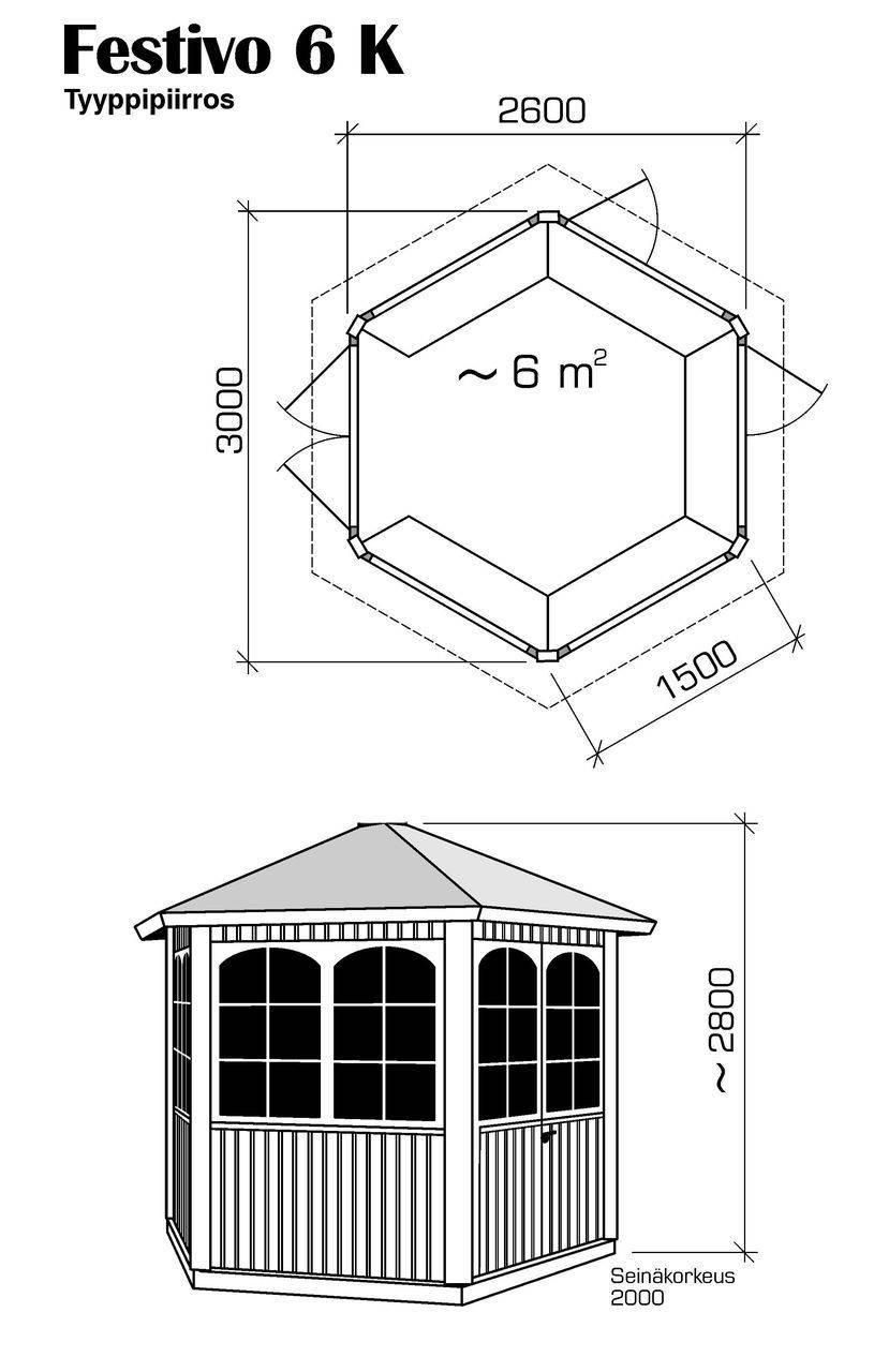 Беседка 6 гранная чертеж