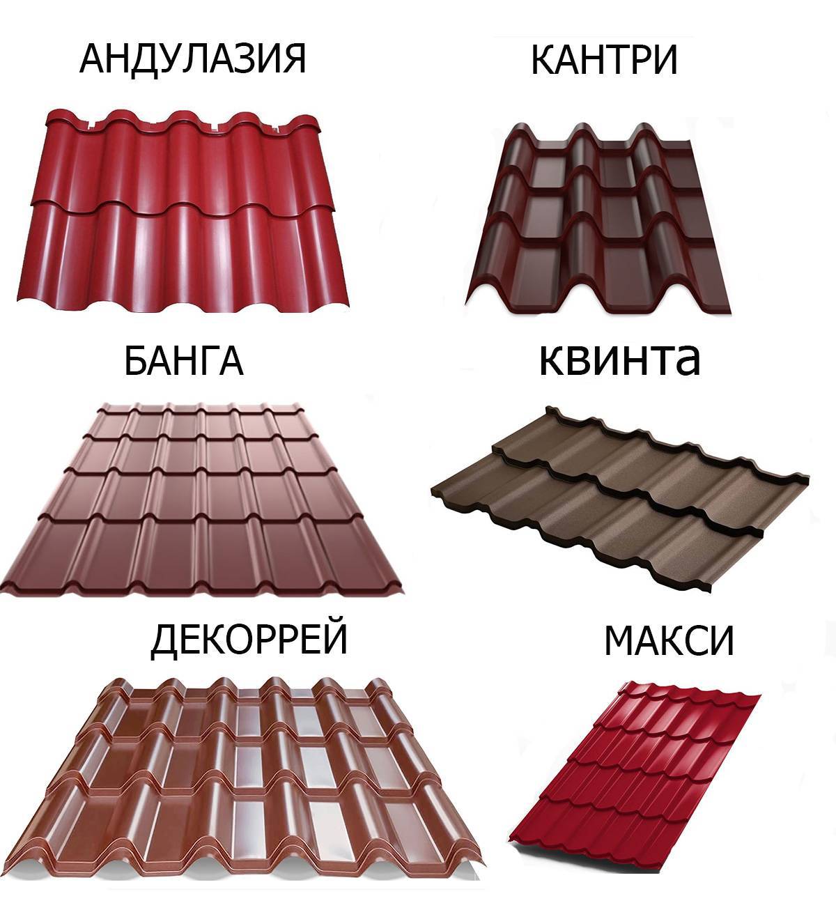 Образцы металлочерепицы для кровли