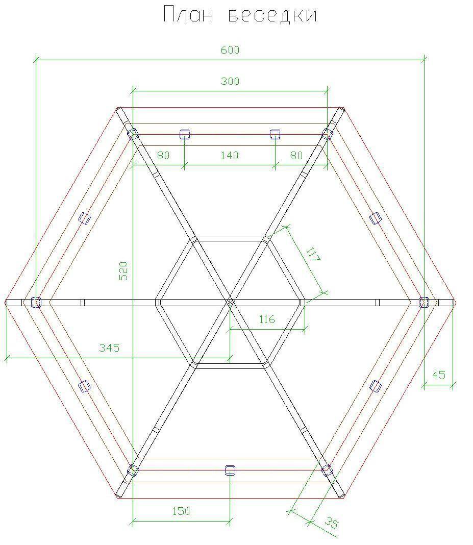 Проект шестиугольной беседки